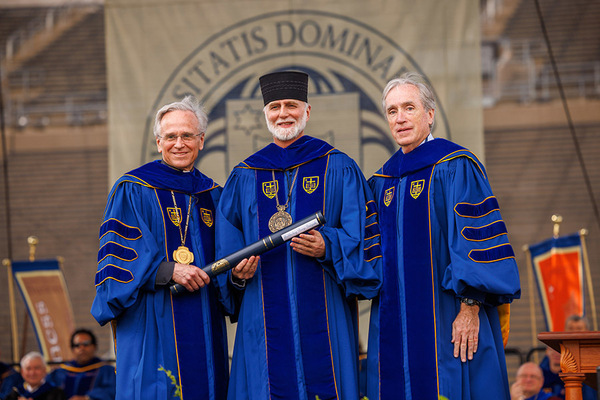 May 15, 2022; Archbishop Borys Gudziak is awarded an honorary doctor of laws at Commencement 2022. (Photo by Peter Ringenberg/University of Notre Dame)
